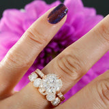 5ct Round Cut Diamond Bridal Set Engagement Ring Unique Band 14k Rose Gold Over