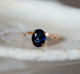 2ct Engagement Ring Oval Cut Sapphire Baguette Accent Trilogy 14k Rose Gold Over