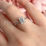 0.2ct Emerald Simulated Diamond Solitaire Engagement Ring 14k White Gold Plated