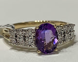 4ct Oval Cut Purple Amethyst Solitaire with Accent Ring 14k White Gold Finish