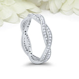 1.2ct Round Cut Diamond Wedding Band Infinity Twisted Braided 14k WhiteGold Over