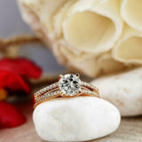 2.4ct Round Cut Diamond Split Shank Solitaire Engagement Ring 14K Rose Gold Over