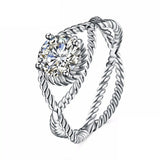 0.6ct Round Cut Diamond Engagement Ring 14k White Gold Finish Split Rope Design