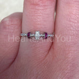 0.5ct Round Cut Moissanite Beaded Shank Collar Women Ring 14k White Gold Plated