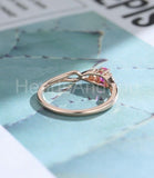 0.2ct Round Cut Simulated Pink Ruby Cluster Engagement Ring 14k Rose Gold Plated