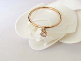 Dangling Solitaire Minimalist Ring 0.1ct Round Cut Diamond 14k Yellow Gold Over