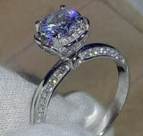 1.7ct Round Cut Diamond Engagement Ring 14k White Gold Finish Flower for Women