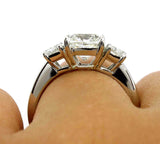 4.5ct Cushion Cut Trilogy Engagement Ring 14K White Gold Over Trapezoid Accents