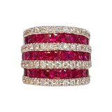 5ct Princess Cut Pink Ruby Engagement Ring Cocktail Iced 14k White Gold Finish