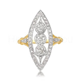 2.2ct Round Cut Moissanite Vintage-Inspired Cocktail Ring 14k Dual Gold Plated