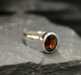 2ct Engagement Ring Oval Cut Red Garnet Bezel Set Solitaire 14k WhiteGold Finish
