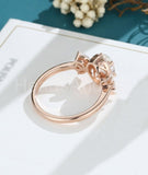 0.5ct Oval Simulated Diamond Halo Cluster Engagement Ring 14k Rose Gold Plated