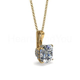 0.5ct Cushion Simulated Diamond Unique Pendant 14k Yellow Gold Plated NO CHAIN