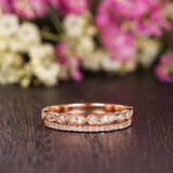 Half Eternity Wedding Bands 1.5ct Round Cut VVS1D Diamond 14k Rose Gold Finish