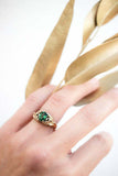1ct Pear Cut Green Emerald Engagement Ring Floral Petal Leaf 14k YellowGold Over