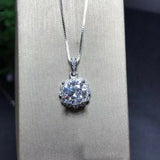 2ct Round Cut Diamond Floral Design Women Pendant 14k White Gold Finish NO CHAIN