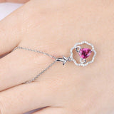 1.5ct Pear Cut Pink Ruby Pendant with Chain Unique Design 14k White Gold Finish