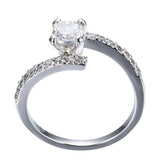 1.6ct Round Cut Diamond Engagement Ring 14k White Gold Finish Bypass Solitaire