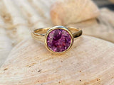 2ct Engagement Ring Round Cut Amethyst Bezel Set Solitaire 14k Yellow Gold Over