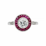 2ct Round Cut VVS1D Diamond Pink Ruby Halo Engagement Ring 14k White Gold Finish