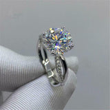 1.2ct Round Cut Diamond Engagement Ring Twist Split Shank 14k White Gold Finish