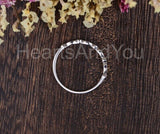 0.3ct Round Cut Simulated Sapphire Minimalist Wedding Band 14k White Gold Plated