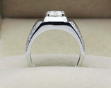 2ct Round Diamond Solitaire with Accent Men Engagement Ring 14k WhiteGold Finish