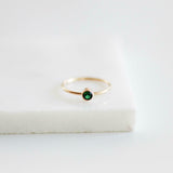 0.2ct Engagement Ring Round Cut Green Emerald Solitaire 14k Yellow Gold Finish