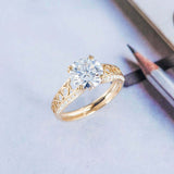 1.5ct Round Cut Diamond Engagement Ring Filigree Solitaire 14k Yellow Gold Over