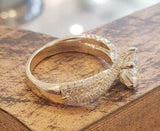 2.6ct Round Cut Diamond Cross Cluster Band Solitaire Ring 14k Yellow Gold Finish