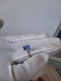 0.5ct Emerald Cut Simulated Blue Sapphire Solitaire Ring 14k White Gold Plated
