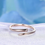 0.1ct Round Cut Diamond Engagement Ring Open Nail Bypass 14k Rose Gold Finish