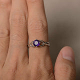 1.5ct Round Cut Purple Amethyst Engagement Ring 14k White Gold Finish Infinity