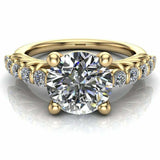 3ct Round Diamond Engagement Ring Solitaire Accent Floral 14k White Gold Finish