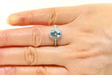 2.1ct Oval Blue Aquamarine Engagement Ring Round Accent Halo 14k White Gold Over