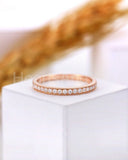 0.2ct Round Cut Moissanite Minimalist Women Wedding Band 14k Rose Gold Plated