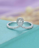 Halo Tiara Engagement Ring 1.3ct Round Cut VVS1D Diamond 14k White Gold Finish