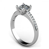 1.4ct Cushion Cut Diamond Accent Solitaire Engagement Ring 14k White Gold Finish
