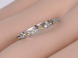 1ct Round Cut Yellow Citrine Half Eternity Vintage Band 14k White Gold Finish
