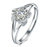 1.3ct Round Cut VVS1D Diamond Engagement Ring 14k White Gold Finish Floral Split