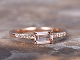 0.5ct Emerald Cut Pink Morganite Solitaire Engagement Ring 14k Rose Gold Finish