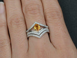 2.3ct Engagement Ring Pear Cut Yellow Citrine Bridal Set 14k White Gold Finish