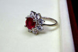 2.25ct Engagement Ring Round Cut Pink Ruby Diamond Floral 14k White Gold Finish