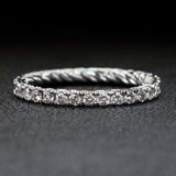 2Ct Round Cut Diamond Twist Rope Eternity Wedding Ring Band 14K White Gold Over