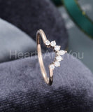 0.3ct Marquise Simulated Diamond Curved Minimalist Wed Band 14k Rose Gold Plated