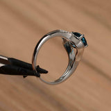 2.2ct Engagement Ring Oval Cut London Blue Topaz Split Shank 14k White Gold Over