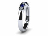 2.1ct Round Cut Alternate Sapphire Diamond Five Stone Band 14k White Gold Finish