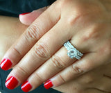 Bridal Set Engagement Ring 2.5ct Round Cut VVS1D Diamond 14k White Gold Finish