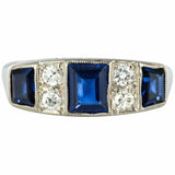 1.69ct Emerald Cut Blue Sapphire Engagement Ring Art Deco 14k White Gold Finish