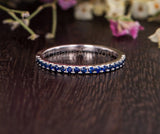 0.3ct Round Cut Simulated Sapphire Minimalist Wedding Band 14k White Gold Plated